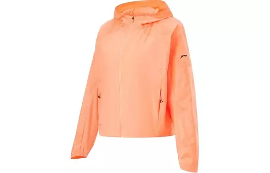 Тренч из коллекции Running, женский, конфетно-оранжевый, конфетно-оранжевый, светоотражающий, с принтом по всей длине Lining