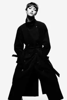 Тренч из твила H&M, черный