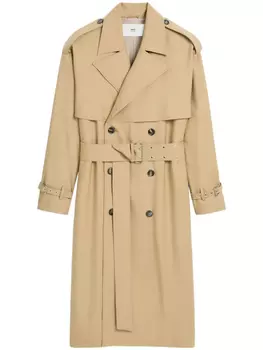 Тренч из вирджинской шерсти AMI Paris, нейтральный