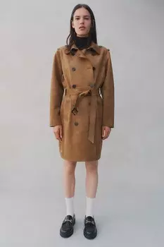 Тренч из ворсовой ткани H&M, коричневый