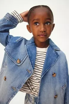 Тренч короткий джинсовый H&M, синий