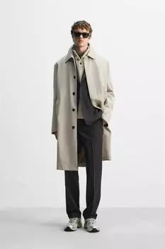 Тренч manteco свободного покроя ZARA, бежевый