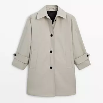 Тренч Massimo Dutti Cropped With Padded Interior, кремовый