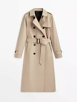 Тренч Massimo Dutti With Belt, бежевый (Размер L)
