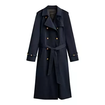 Тренч Massimo Dutti With Gold-toned Buttons, темно-синий