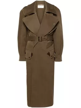 Тренч миди из твила Saint Laurent, коричневый