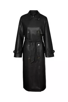 Тренч миди с эффектом кожи Vero Moda, черный