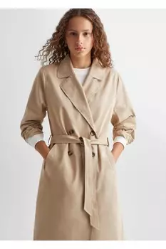 Тренч на пуговицах Mango, бежевый