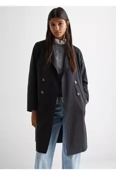 Тренч на пуговицах Mango, черный