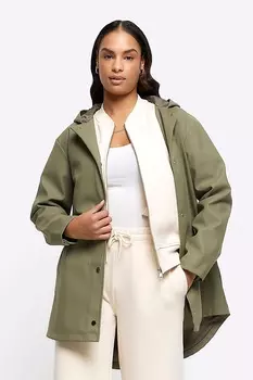 Тренч от дождя с капюшоном River Island, зеленый