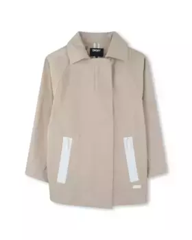Тренч оверсайз для девочек с рубашечным воротником DKNY, бежевый