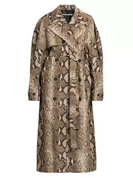 Тренч оверсайз с питоновым принтом Stella McCartney, коричневый