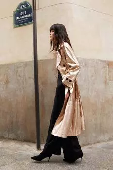 Тренч премиум-класса из искусственной кожи цвета металлик Warehouse, бежевый