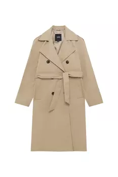 Тренч Pull&Bear Belted, бежевый