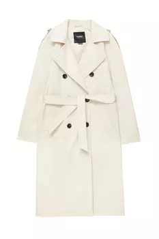 Тренч Pull&Bear Belted, кремовый