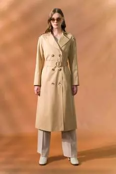 Тренч Punto Stitching с рукавами реглан и водоотталкивающей подкладкой Kamel Olcay, коричневый