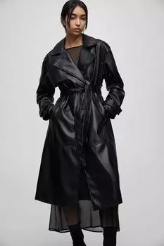 Тренч с эффектом кожи PULL&amp;BEAR