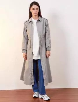 Тренч с эполетом из двойного кружева серая Kayra