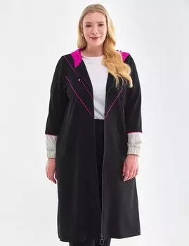 Тренч с отделкой в полоску, черный Kayra