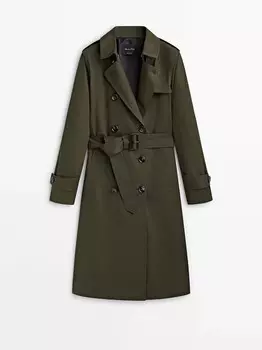 Тренч с поясом, хаки