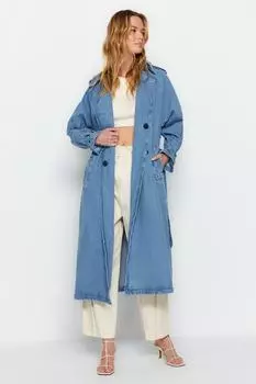Тренч - Синий - Базовый Trendyol, синий