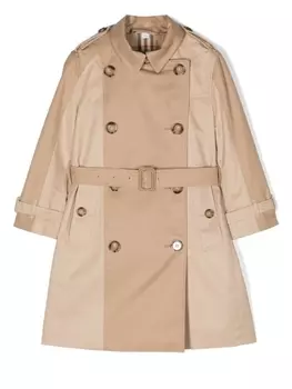 Тренч со вставками Burberry Kids, бежевый