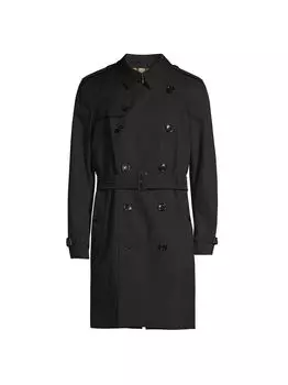 Тренч средней длины Kensington Heritage Burberry, черный