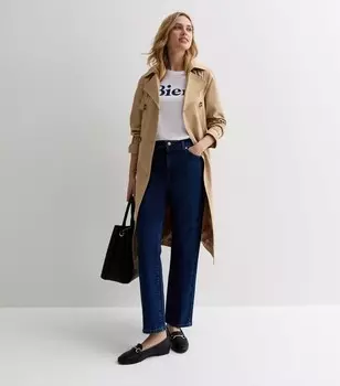 Тренч Stone с поясом New Look, светло-серый