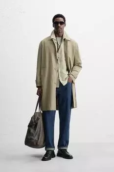 Тренч свободного покроя ZARA, цвет Light khaki