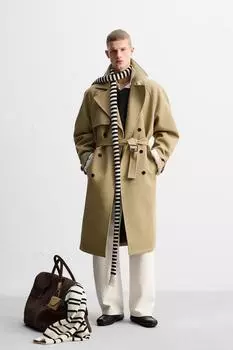 Тренч свободного покроя ZARA, кэмел