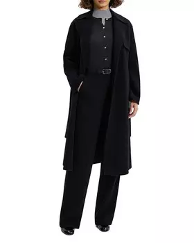 Тренч Theory New Divide из шерсти и кашемира с запахом, черный