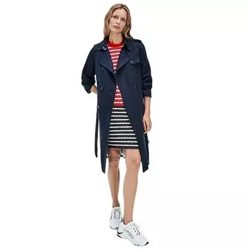 Тренч Tommy Hilfiger Belted Double Breasted, темно-синий