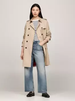Тренч Tommy Hilfiger "COTTON DB SLIM FIT TRENCH" с типичными деталями тренча, бежевый