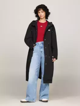 Тренч Tommy Jeans "TJW 2 IN 1 TECHNICAL COAT" с логотипом, черный