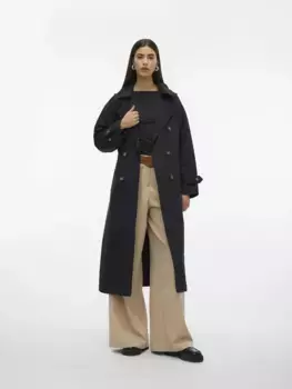 Тренч Vero Moda "VMCHLOE LONG TRENCHCOAT GA NOOS", черный