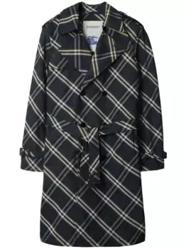 Тренч в клетку BURBERRY, синий