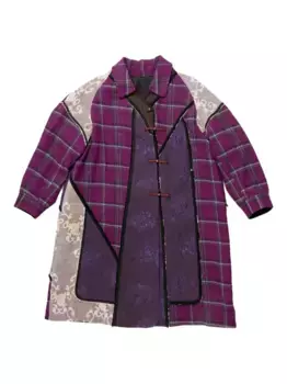 Тренч в клетку COMMUNS, фиолетовый