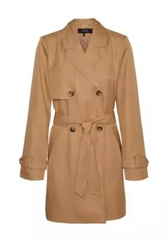 Тренч, воротник с лацканами, пояс, женский VERO MODA, цвет Tigers Eye