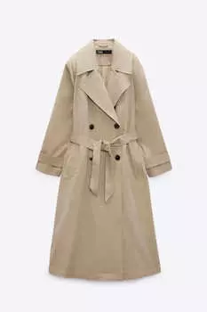 Тренч Zara Basic With Belt, бежевый