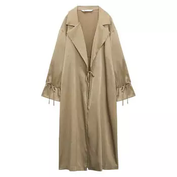 Тренч Zara Creased-effect Flowing, хаки