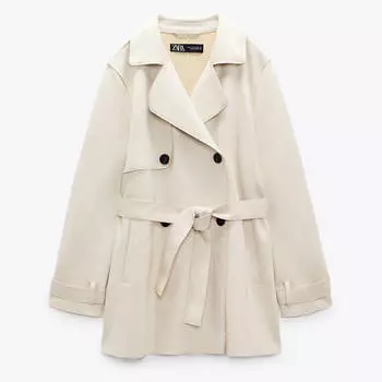 Тренч Zara Short Faux Suede, экрю