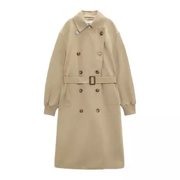 Тренч Zara Water-repellent Pleated, бежевый