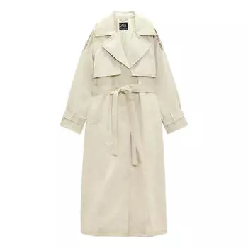 Тренч Zara Waxed Cotton, песочный