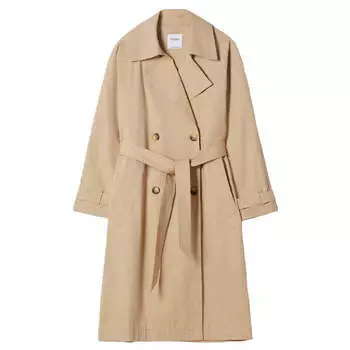 Тренчкот Bershka Cotton, бежевый