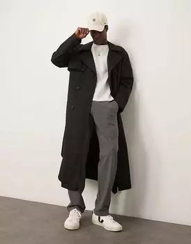 Тренчкот свободного покроя черного цвета ASOS DESIGN