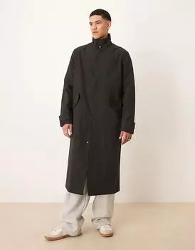 Тренчкот свободного покроя черного цвета ASOS DESIGN