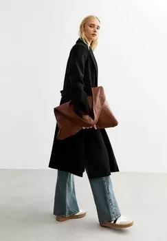 Тренчкот TAILORED UNLINED LONGLINE BELTED New Look, черный