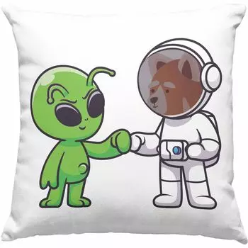 Тренд - Декоративная подушка Alien Red Panda с наполнителем 40x40 Подарочная графическая крутая декоративная подушка с наполнителем 40x40 Идея подарка для детей-подростков (зеленый) Trendation