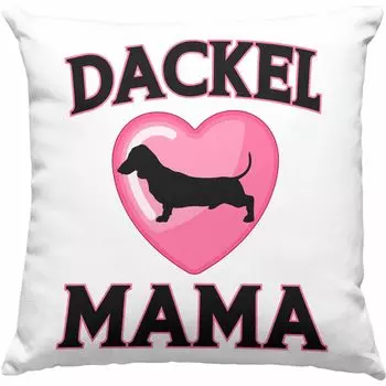 Тренд - Декоративная подушка Dachshund Mama с наполнителем 40 x 40 см. Подарок для женщины Владельцу таксы (розовый) Trendation