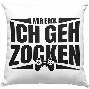 Тренд - Декоративная подушка для геймера с наполнителем 40 x 40 см Подарок «Мне все равно, я иду играть» Идея подарка для геймера (серый) Trendation